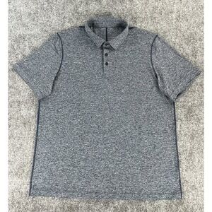 Lululemon Soft Jersey Short-Sleeve Polo Shirt Mens XL Heathered Blue Golf EUC